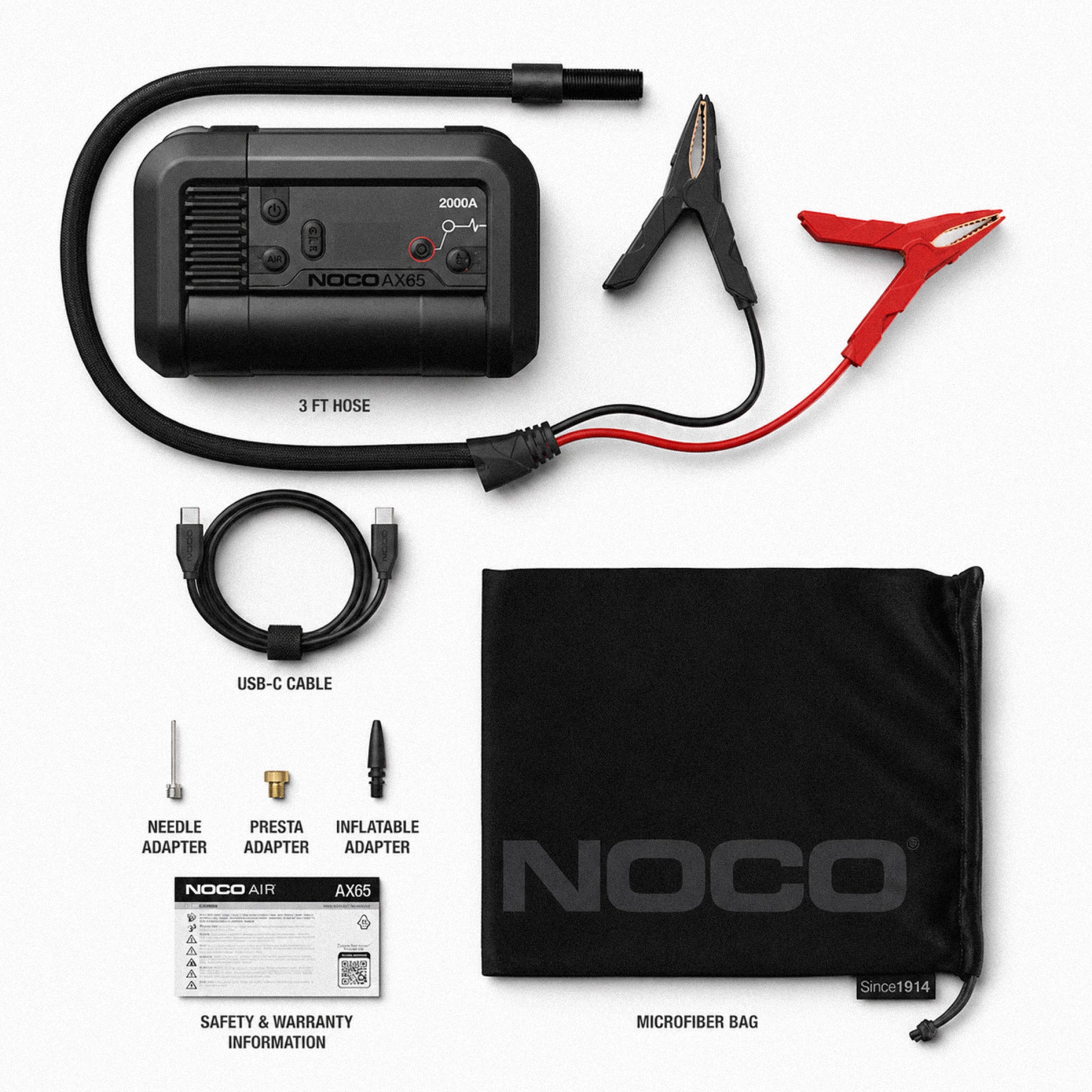 Partidor de Baterías 12V / 2.000A + Inflador de Neumáticos Noco.