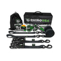 Kit X2 Correas De Amarre Heavy Duty 4 cm x 244 cm Con Ratchet Rhino USA