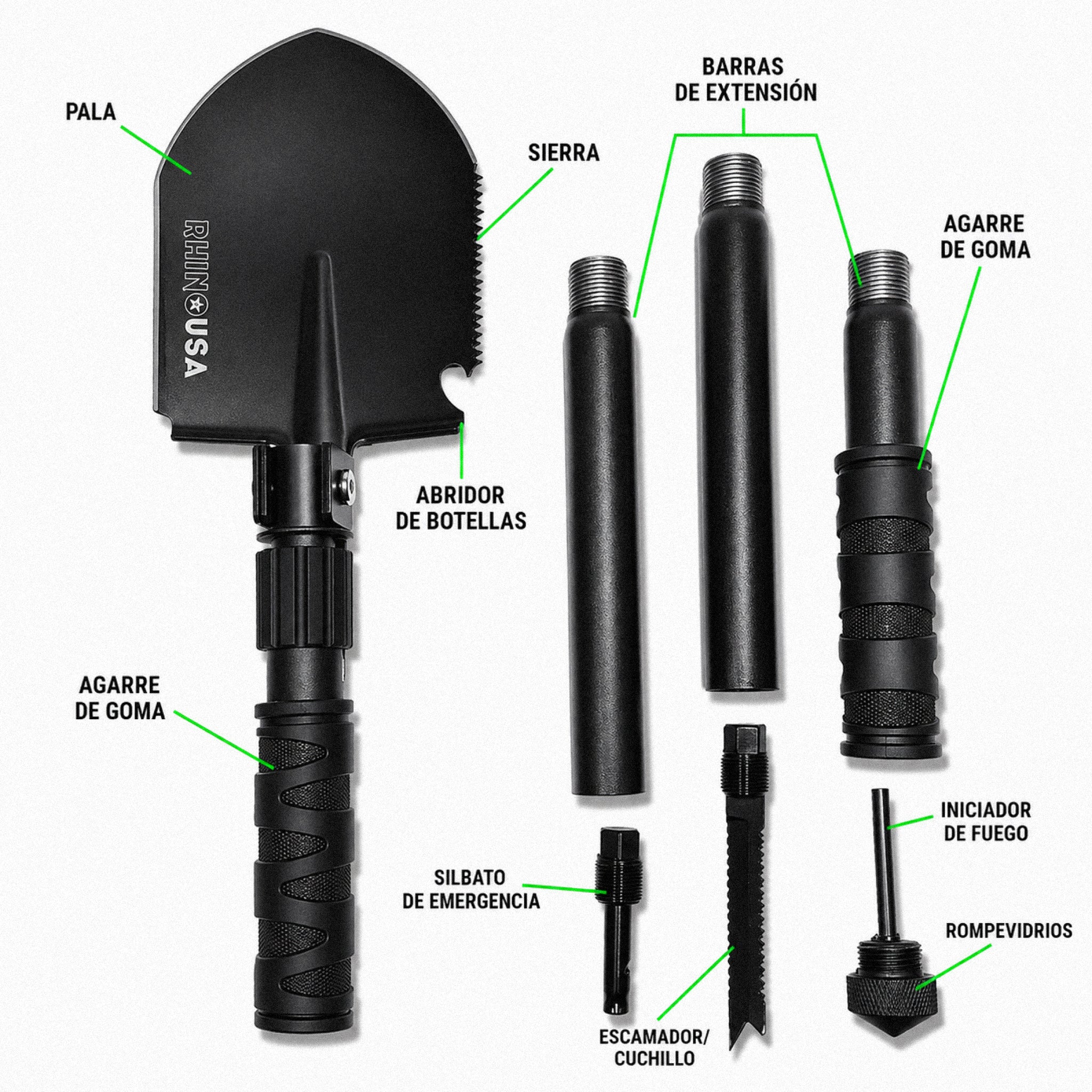 Pala De Sobrevivencia Colapsable Multiproposito Rhino USA