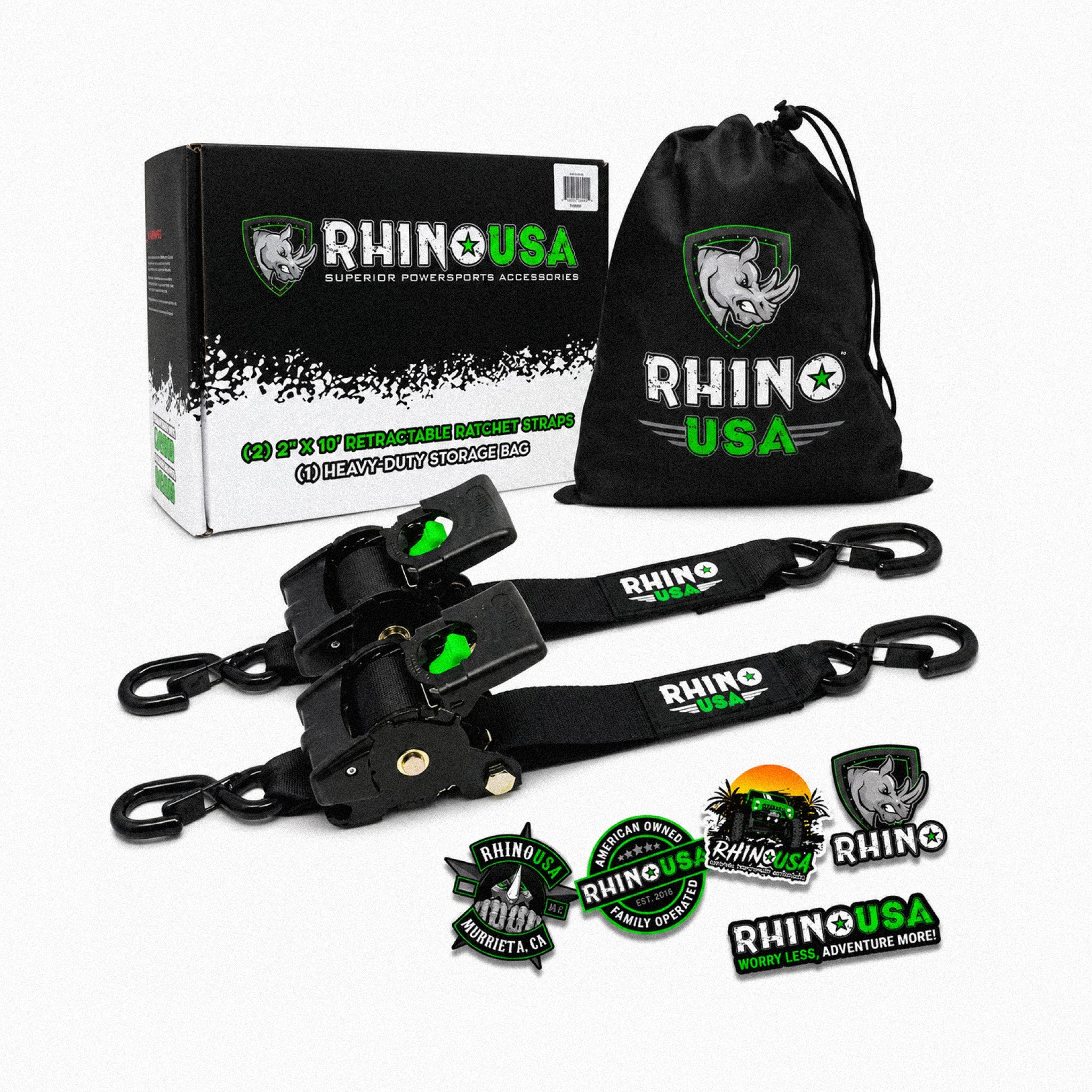 Pack X2 Correas De Amarre Heavy Duty 5 cm x 305 cm Con Ratchet Rhino USA