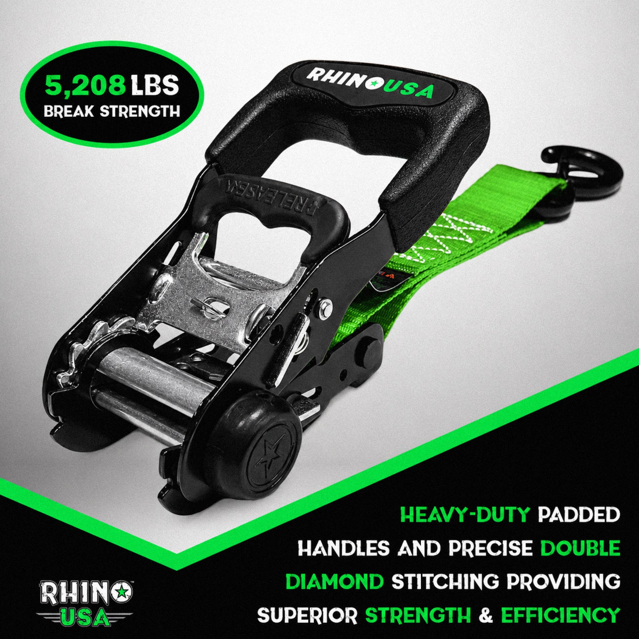 Kit X4 Correas De Amarre 4 cm x 457 cm Con Ratchet Rhino USA