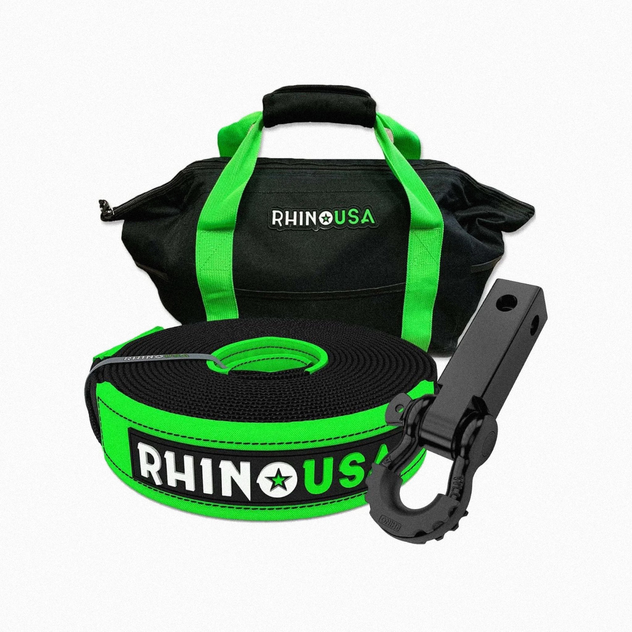 Cinta De Recuperación + Macho De Enganche Con Grillete + Bolso HD Rhino USA